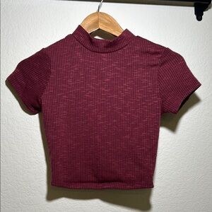 Women's Ribbed Burgundy Top